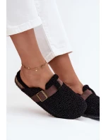 Dámské pantofle s kožíškem typu beránek – černé Lorivine