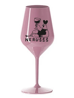 NERUŠŠŠ - světle růžová nerozbitná sklenice na víno 470 ml