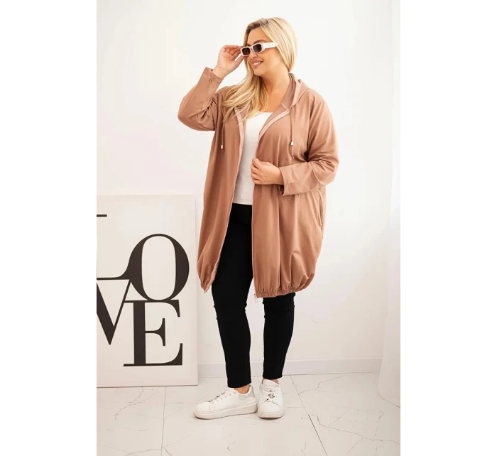 Dámská mikina Plus Size s kapucí Cappuccino - ZENTEX