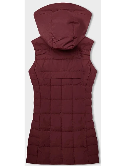 Tmavě červená dámská vesta s kapucí model 18956975 - J.STYLE