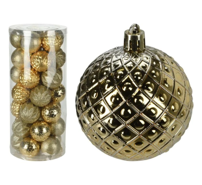 DEKORATIVNÍ PLASTOVÁ CETKA 6CM SADA 35 KS ZLATÁ