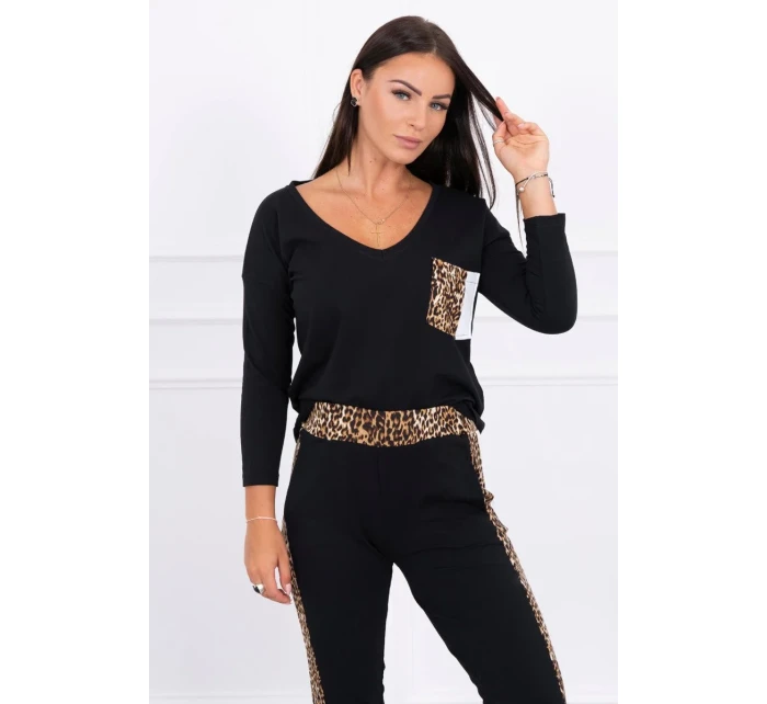 Sada s leopardím potiskem černá