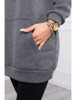 Mikina s kapucí a nášivkami grafitová