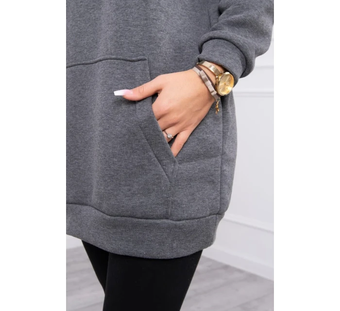 Mikina s kapucí a nášivkami grafitová