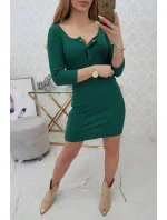 Šaty s knoflíkovým výstřihem tmavě zelené Šaty s knoflíkovým výstřihem tmavě zelené