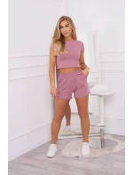 Bavlněná souprava se šortkami tmavě růžová Bavlněná souprava se šortkami tmavě růžová
