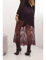 Dámská viskózová sukně s krajkou švestková Dámská viskózová sukně s krajkou švestková
