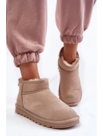 Dámské semišové nízké boty do sněhu Světle béžová model 21601968 - Boto Dámské semišové nízké boty do sněhu Světle béžová model 21601968 - Boto