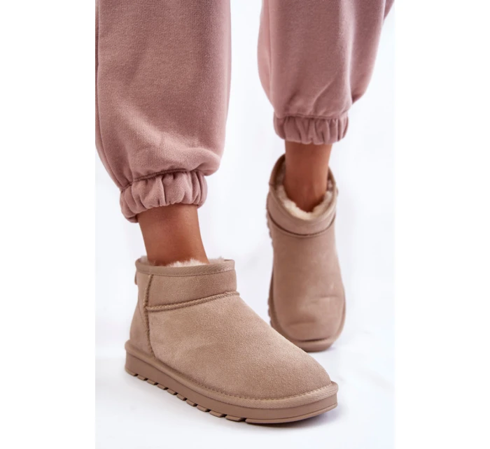 Dámské semišové nízké boty do sněhu Světle béžová model 21601968 - Boto Dámské semišové nízké boty do sněhu Světle béžová model 21601968 - Boto