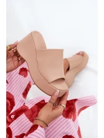 Ekokožené dámské sandály na platformě a klínu béžové Kisoffi Ekokožené dámské sandály na platformě a klínu béžové Kisoffi