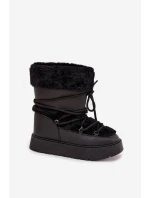 Dámské Sněhule S Kožešinou A Šněrováním Na Platformě Černé model 21705611 - Boto Dámské Sněhule S Kožešinou A Šněrováním Na Platformě Černé model 21705611 - Boto