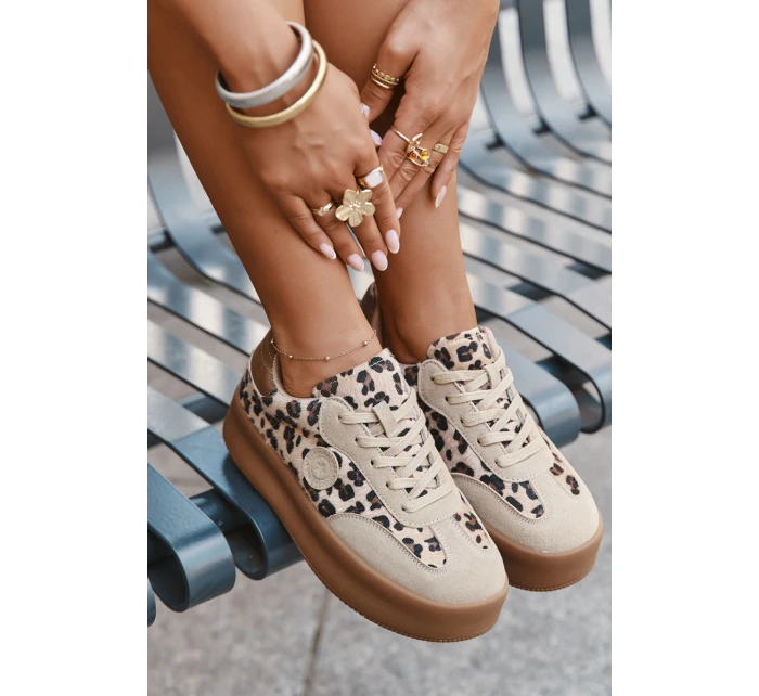 Dámské tenisky na platformě pantera Big Star SS274763 béžové Dámské tenisky na platformě pantera Big Star SS274763 béžové