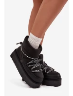 Sněhule na platformě model 21714033 Černé - D.Franklin