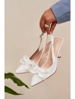 Dámské sandály na podpatku s mašlí bílé Jonera