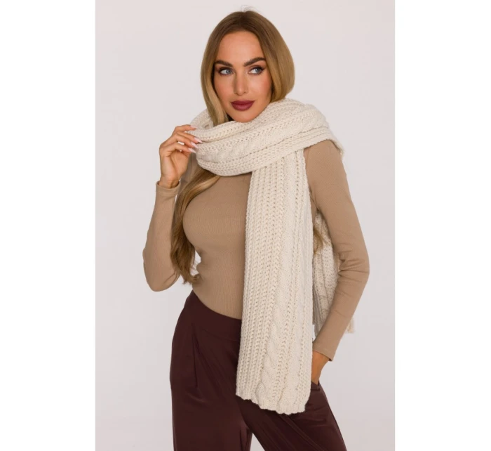 model 21417274 Pletená šála barva ecru - Moe model 21417274 Pletená šála barva ecru - Moe