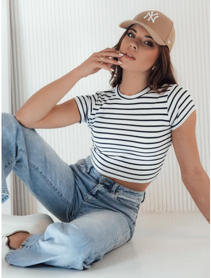Dámské pruhované tričko LUNA ROSE white Dstreet RY2258
