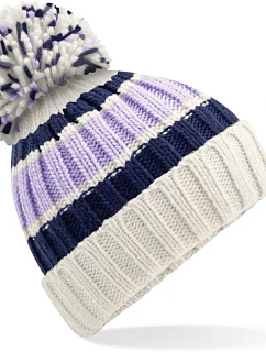 Beechfield B 392 Pletená čepice s pruhy "Hygge" 53.0392 blueberry cheesecake