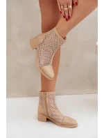 Dámské Síťované Boty Na Podpatku Béžové model 21683774 - Boto Dámské Síťované Boty Na Podpatku Béžové model 21683774 - Boto
