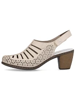 Kožené sandály na podpatku Rieker W RKR49B beige Kožené sandály na podpatku Rieker W RKR49B beige