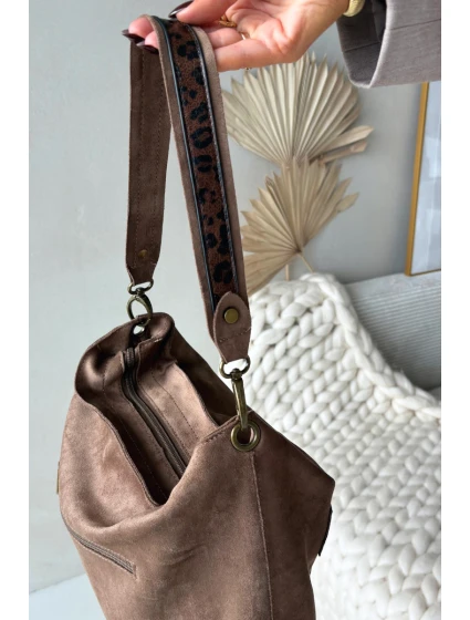 Kabelka z eko semiše béžová model 21728413 - Boto Kabelka z eko semiše béžová model 21728413 - Boto