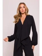 model 21136143 Krátký top s vázáním vpředu černý - Moe