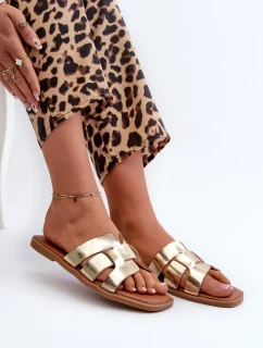 Dámské ploché pantofle z eko kůže, zlato Risamay