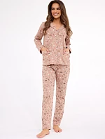 Dámské pyžamo Smile 4 482/434 Tmavě béžová vzor - Cornette