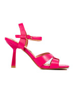 Originální růžové  sandály dámské na širokém podpatku