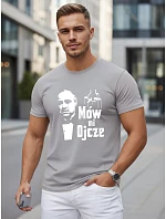 Tshirt męski klasyczny z nadrukiem bawełniany szary model 22217932 - FashionStreet Tshirt męski klasyczny z nadrukiem bawełniany szary model 22217932 - FashionStreet