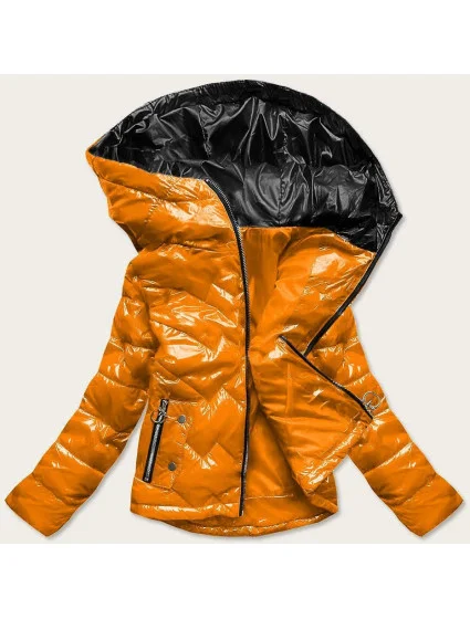 Žlutá prošívaná dámská bunda s kapucí (B9541) Žlutá prošívaná dámská bunda s kapucí (B9541)