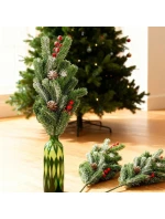 OZDOBNÁ BOROVÁ VĚTEV S JEŘABINAMI A ŠIŠKAMI 60 CM