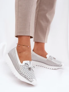 Dámské Kožené Polobotky S  Z Přírodní Kůže D&A Stříbrné model 21690917 - S.Barski