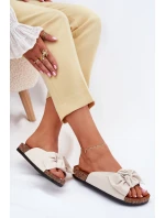 Dámské sandály na korkové podrážce s mašlí béžové model 21701462 - Boto