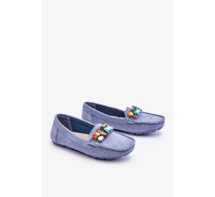Dámské semišové mokasíny s krystaly Modre Lucille Dámské semišové mokasíny s krystaly Modre Lucille