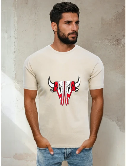 FashionStreet béžové pánské tričko RX4932 FashionStreet béžové pánské tričko RX4932