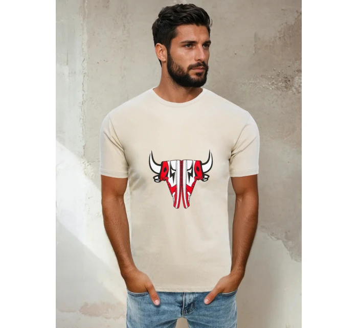 FashionStreet béžové pánské tričko RX4932 FashionStreet béžové pánské tričko RX4932