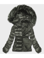 Krátká dámská zimní bunda v khaki barvě (YP-20129-6)