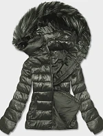 Dámská krátká zimní bunda khaki (YP-20129-6)