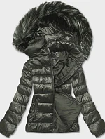 Dámská krátká zimní bunda khaki (YP-20129-6)