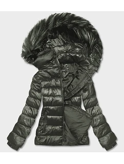 Dámská krátká zimní bunda khaki (YP-20129-6)