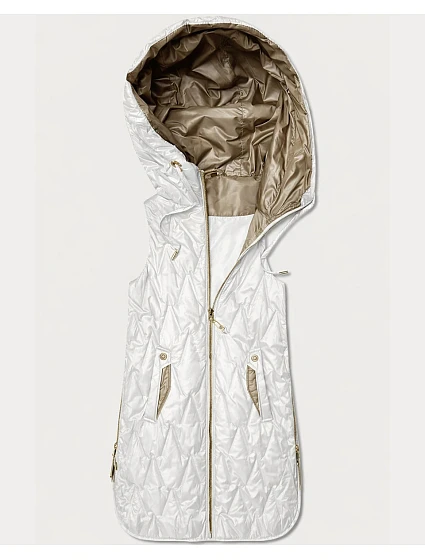 Dámská lehká vesta se zlatým zipem Goodlookin ecru (B8586/B8587-26)