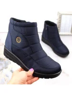 Novinky W EVE437B tmavě modré sněhule na podpatku