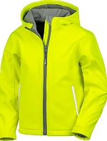 Result R 224JY Dětská 3-vrstvá softshellová bunda s kapucí 30.224J neon yellow/grey
