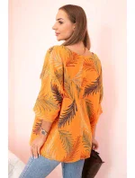 Dámská bavlněná halenka s s rukávy pomeranč model 21073243 - K-Fashion