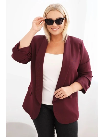Dámská sako Plus Size bez zapínání s podšívkou model 21468626 švestková - K-Fashion Dámská sako Plus Size bez zapínání s podšívkou model 21468626 švestková - K-Fashion