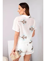 Dámský komplet košile s krátkým rukávem a  ecru model 22048749 - K-Fashion