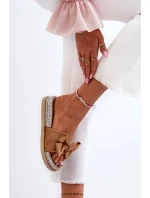 Dámské žabky na platformě s mašlí Camel model 21653345 - Boto Dámské žabky na platformě s mašlí Camel model 21653345 - Boto