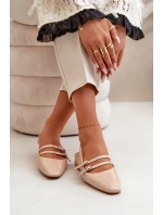 Lakované Baletky S Pásky Na Nízkém Podpatku Béžové model 21670510 - Boto Lakované Baletky S Pásky Na Nízkém Podpatku Béžové model 21670510 - Boto