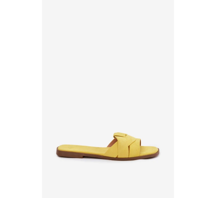 Dámské ploché sandály s pásky Eko Zamszové Žluté model 21937439 - Boto