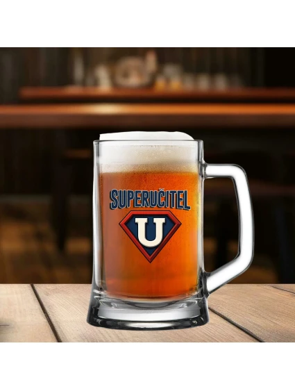 SUPERUČITEL (ZNAK) - pivní sklenice 0,5 l 